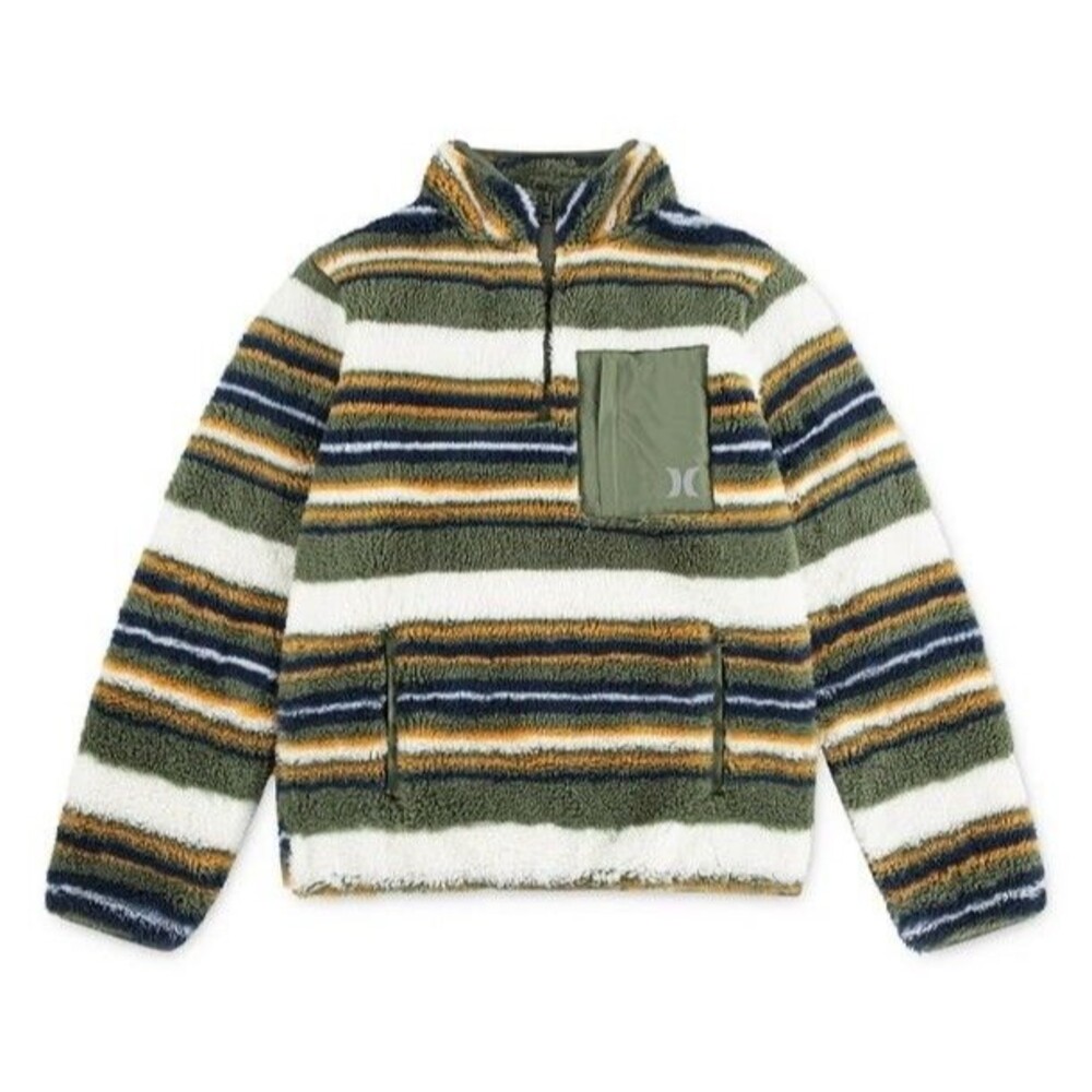 NWT Youth Hurley 1/4 Zip Sherpa Jacket Pullover Size XL (14/16) Green White